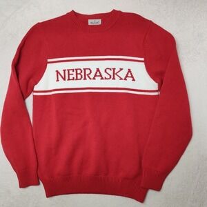 Nebraska Cornhuskers Sweater Mens Medium Red NCAA Football Hillflint Crewneck